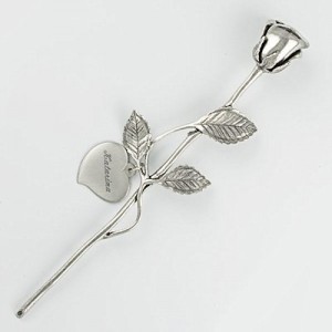 Pewter Rose With Heart Disc