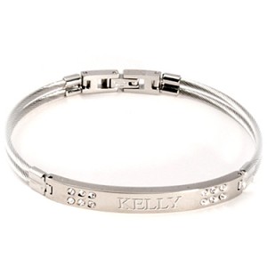Bangle Bracelet Silver with Crystal  Things Engraved