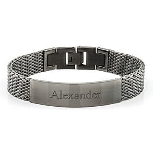 Gun Metal Mesh Men's ID Bracelet Things Engraved