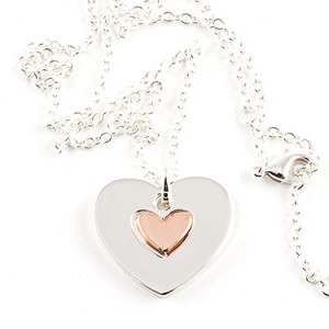 Rose Gold and Silver Heart Flip Necklace Things Engraved