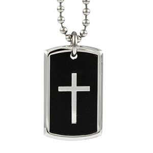 Cross with Black Dog Tag Pendant Things Engraved