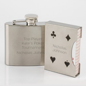Stainless Steel Flask with Playing Card Set