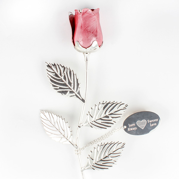 Silver Plated Pink Rose
