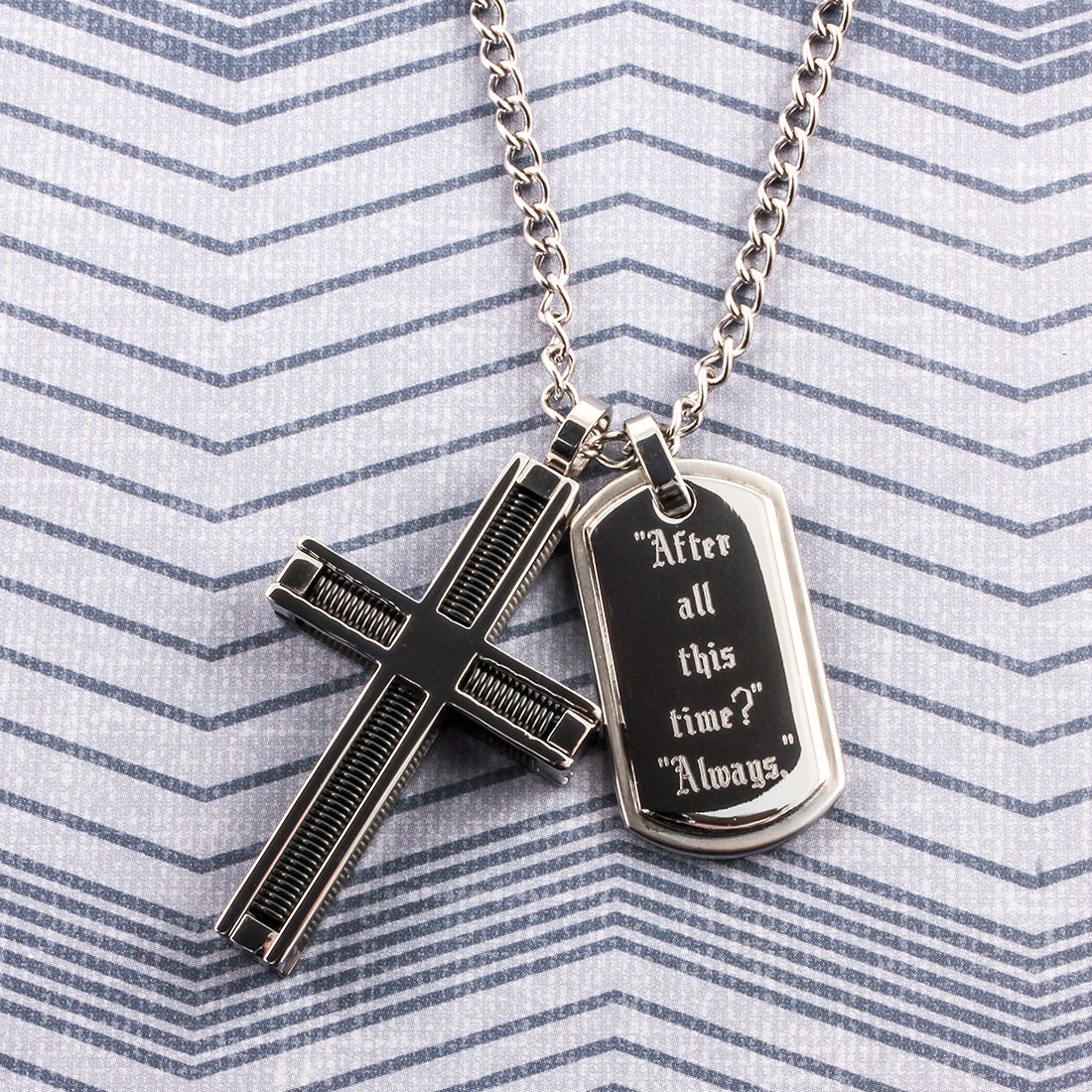 Spring Cross and Tag Pendant Set on Chain
