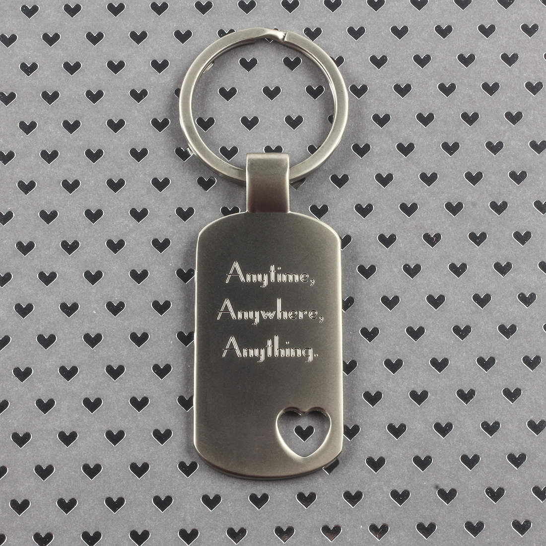 Heart Cut Out Dog Tag Keychain